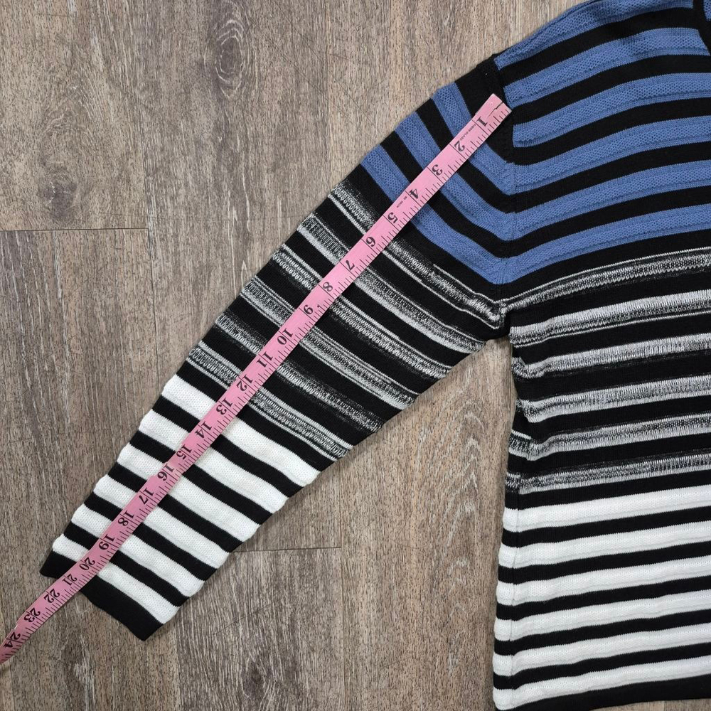 Women's Mieka Striped Crew Neck Sweater L Black Blue White - Picture 7 of 7
